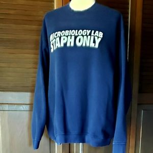 FRUIT of the LOOM - Unisex Large Graphic Sweatshirt - Microbio Humor Science EUC